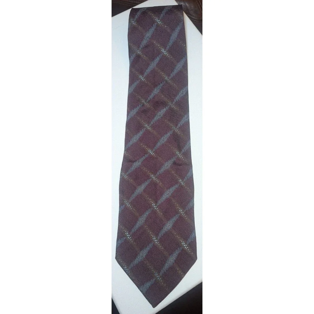 Giorgio Armani Cravatte Men's Tie Burgandy Purple & Blue Geo Silk Necktie Italy